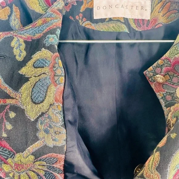 70s Floral Tapestry Doncaster Multicolor Woven Jacket Size 16 Waistcoat Art-Wear - Picture 4 of 4